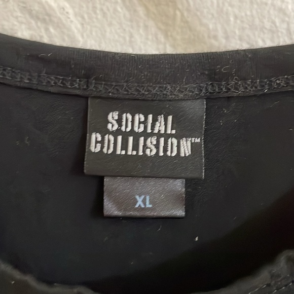 SOCIAL COLLISION Girls' Drippy Rib Cage Muscle Tank Top Size XL 13-15 In Black - Picture 4 of 8